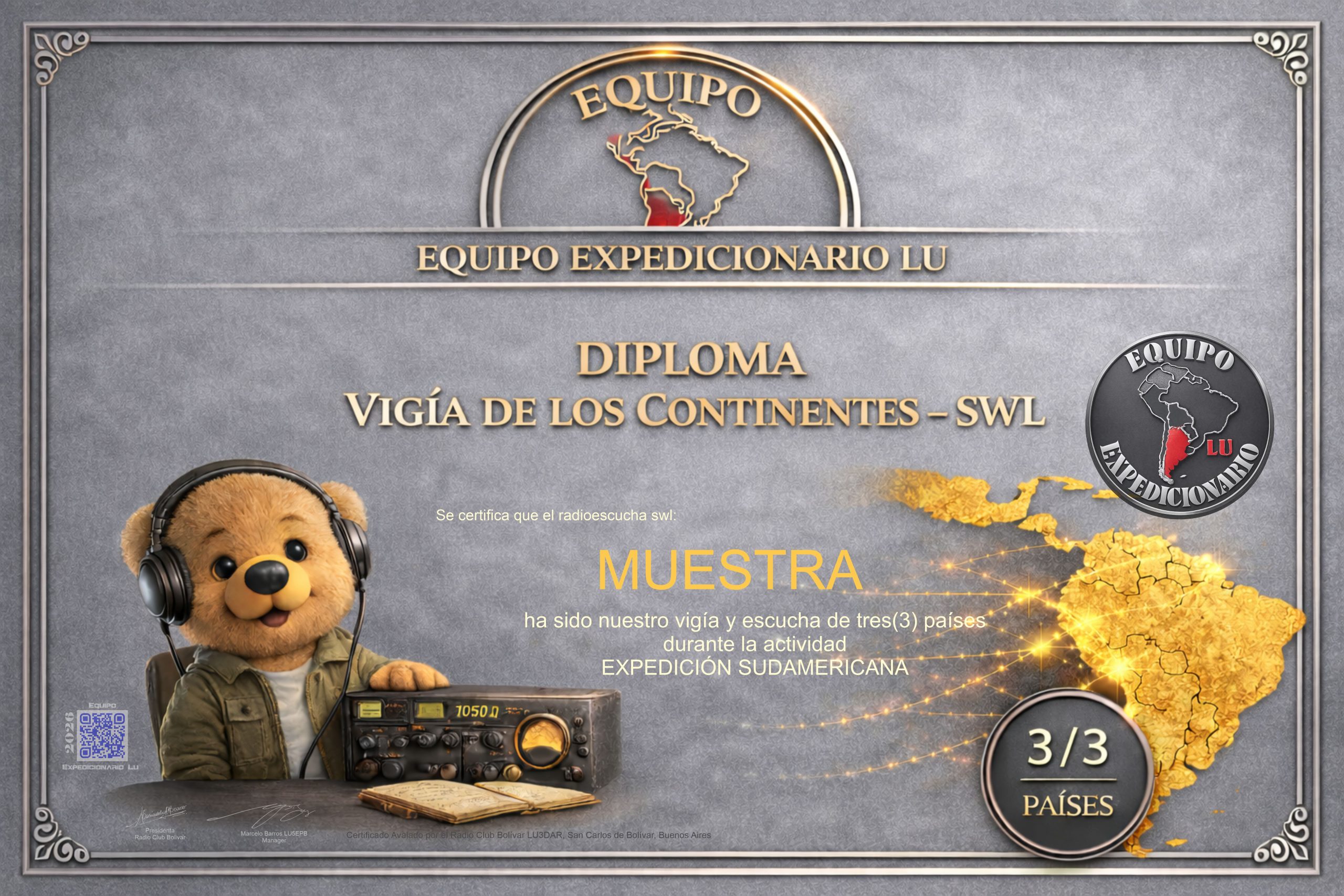 Diploma Radioescuchas - Expedición Sudamérica